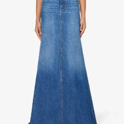 Valentino High-rise Train-hem Denim Maxi Skirt 8 Valentino High-rise Train-hem Denim Maxi Skirt -Outlet Pique Style Store R04169660 DENIMSCURO ALT02