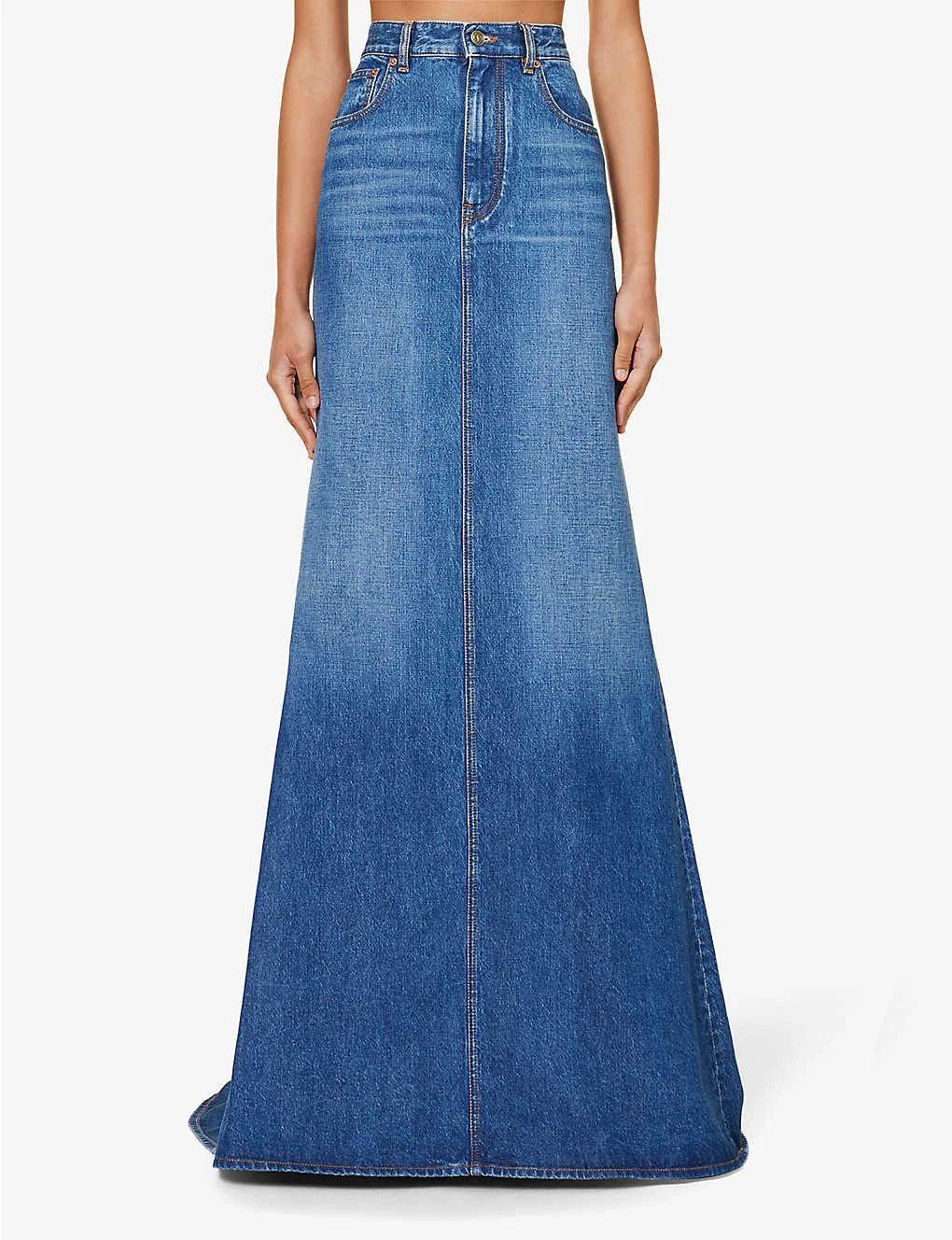 Valentino High-rise Train-hem Denim Maxi Skirt 3 Valentino High-rise Train-hem Denim Maxi Skirt - Image 3