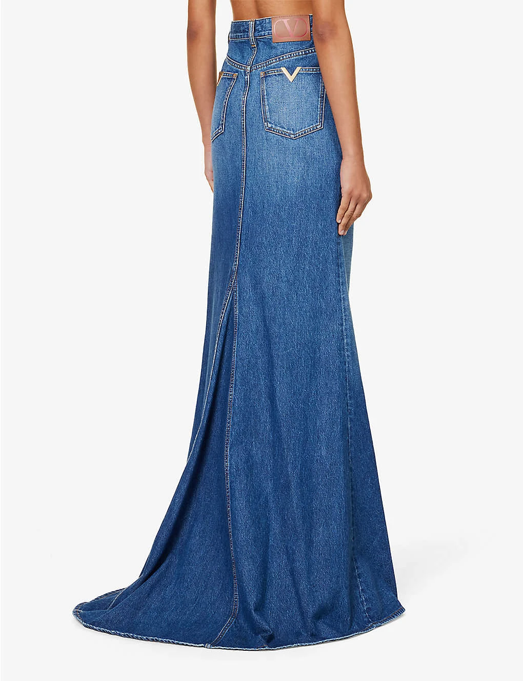 Valentino High-rise Train-hem Denim Maxi Skirt 4 Valentino High-rise Train-hem Denim Maxi Skirt - Image 4