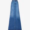 Valentino High-rise Train-hem Denim Maxi Skirt