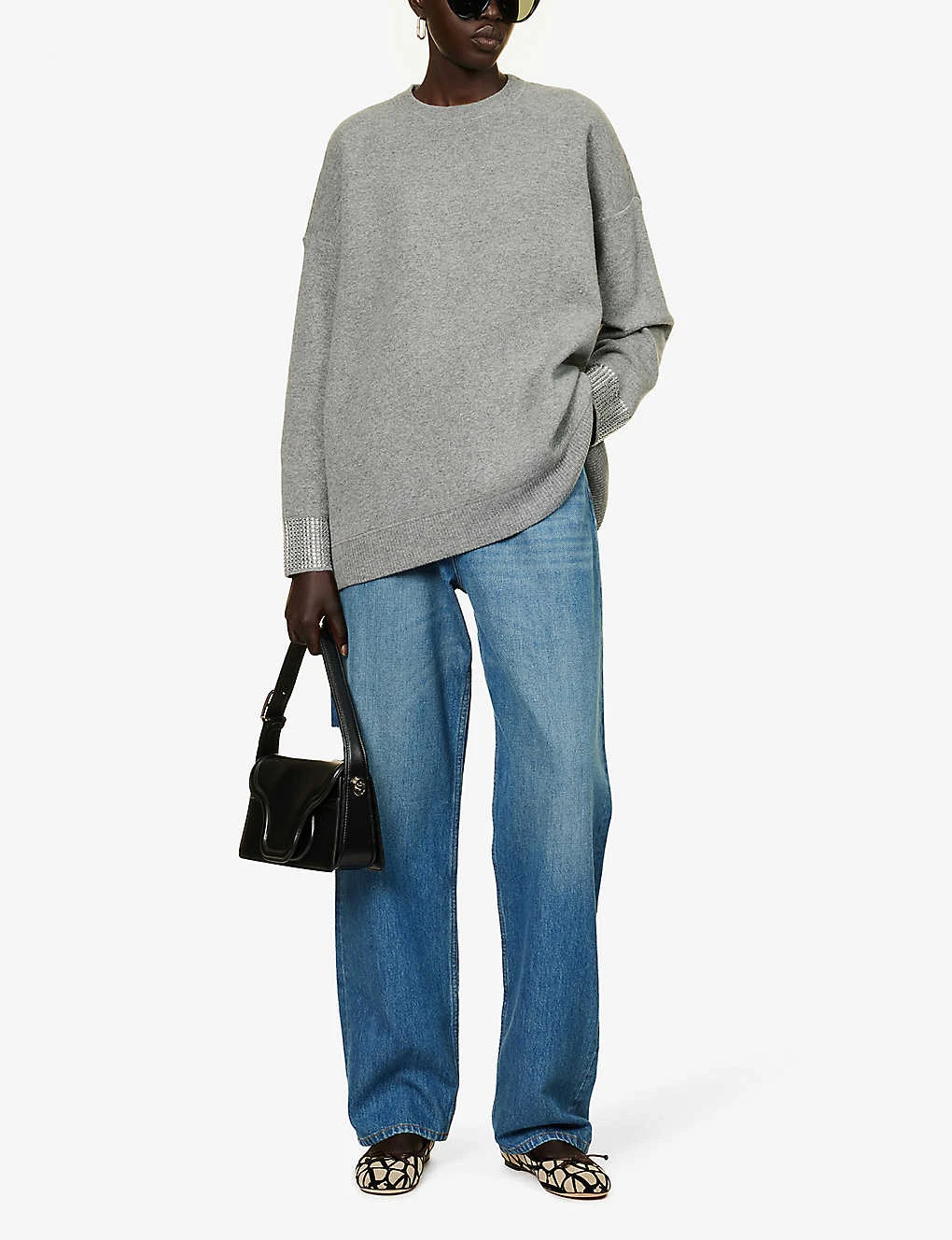 Valentino Rhinestone-embellished Oversized Wool-blend Knitted Sweatshirt 2 Valentino Rhinestone-embellished Oversized Wool-blend Knitted Sweatshirt - Image 2