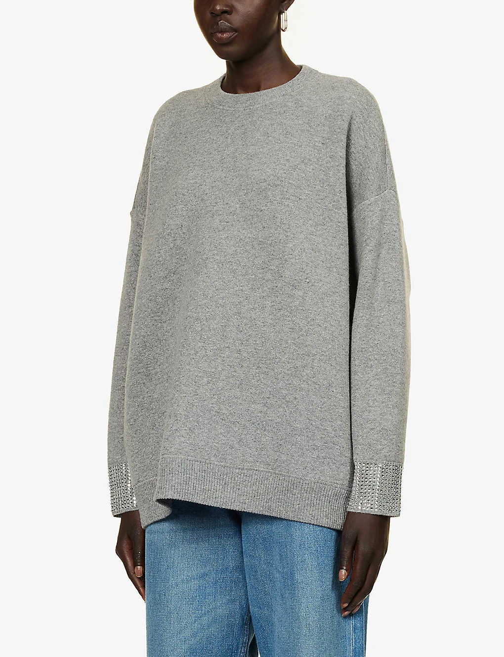 Valentino Rhinestone-embellished Oversized Wool-blend Knitted Sweatshirt 3 Valentino Rhinestone-embellished Oversized Wool-blend Knitted Sweatshirt - Image 3