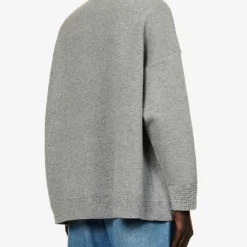 Valentino Rhinestone-embellished Oversized Wool-blend Knitted Sweatshirt 8 Valentino Rhinestone-embellished Oversized Wool-blend Knitted Sweatshirt -Outlet Pique Style Store R04169668 GRIGIOMELANGEAVORIO ALT03