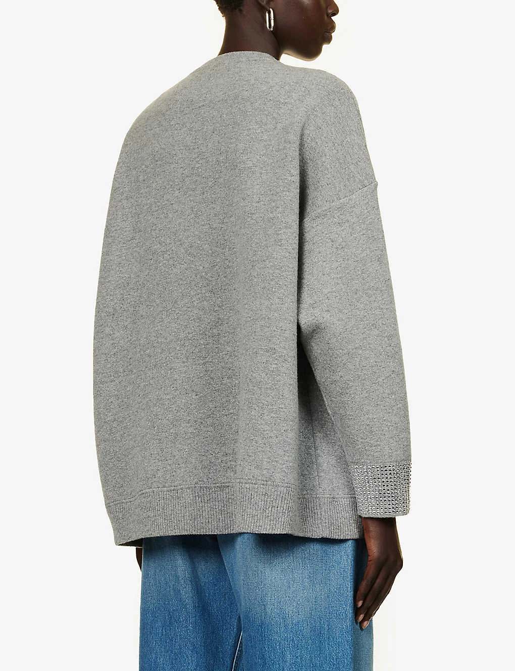 Valentino Rhinestone-embellished Oversized Wool-blend Knitted Sweatshirt 4 Valentino Rhinestone-embellished Oversized Wool-blend Knitted Sweatshirt - Image 4