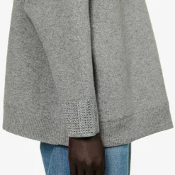 Valentino Rhinestone-embellished Oversized Wool-blend Knitted Sweatshirt 9 Valentino Rhinestone-embellished Oversized Wool-blend Knitted Sweatshirt -Outlet Pique Style Store R04169668 GRIGIOMELANGEAVORIO ALT04