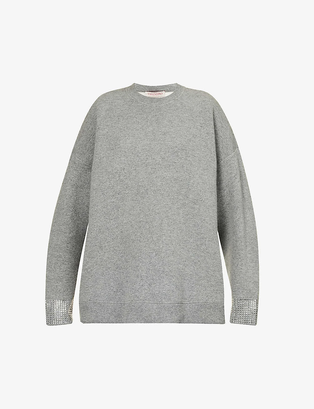 Valentino Rhinestone-embellished Oversized Wool-blend Knitted Sweatshirt 1 Valentino Rhinestone-embellished Oversized Wool-blend Knitted Sweatshirt