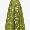 Valentino Floral-pattern Flared-hem Woven Midi Skirt