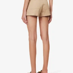 Valentino Pressed-crease Straight-leg Stretch-cotton Shorts 9 Valentino Pressed-crease Straight-leg Stretch-cotton Shorts -Outlet Pique Style Store R04169689 BEIGE ALT03