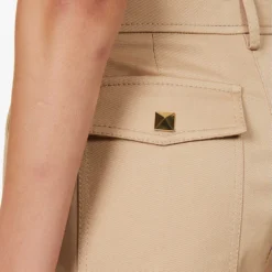 Valentino Pressed-crease Straight-leg Stretch-cotton Shorts 10 Valentino Pressed-crease Straight-leg Stretch-cotton Shorts -Outlet Pique Style Store R04169689 BEIGE ALT04