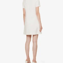 Valentino Bow-embellished Wool-blend Mini Dress -Outlet Pique Style Store R04169692 AVORIO ALT03