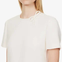Valentino Bow-embellished Wool-blend Mini Dress -Outlet Pique Style Store R04169692 AVORIO ALT04