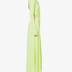 Long-sleeved Tie-back Cotton Maxi Dress 7 Long-sleeved Tie-back Cotton Maxi Dress -Outlet Pique Style Store R04170122 LIME ALT02