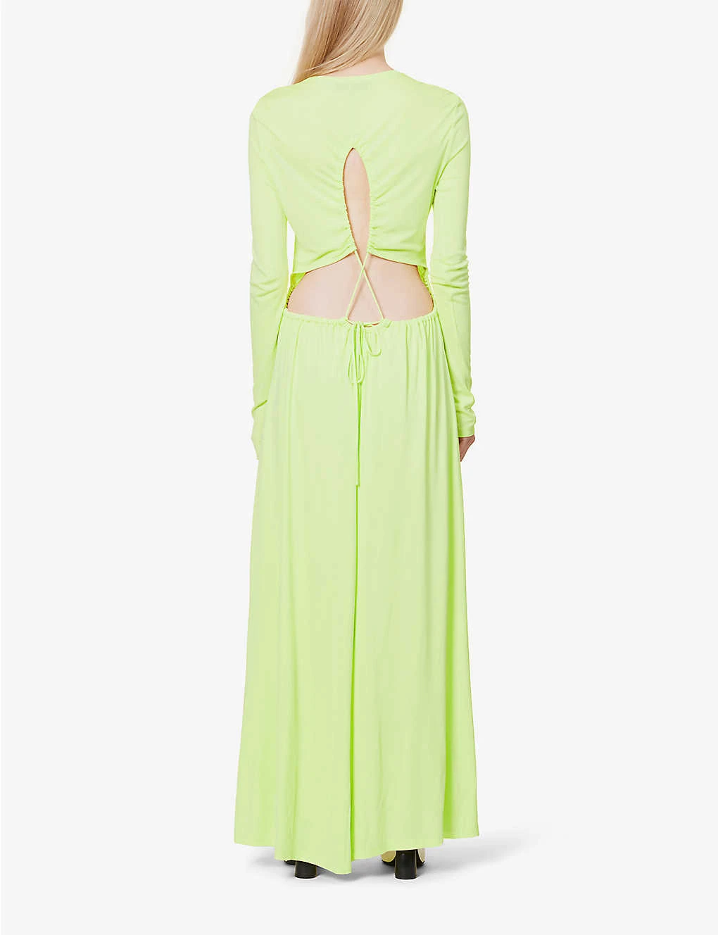 Long-sleeved Tie-back Cotton Maxi Dress 4 Long-sleeved Tie-back Cotton Maxi Dress - Image 4