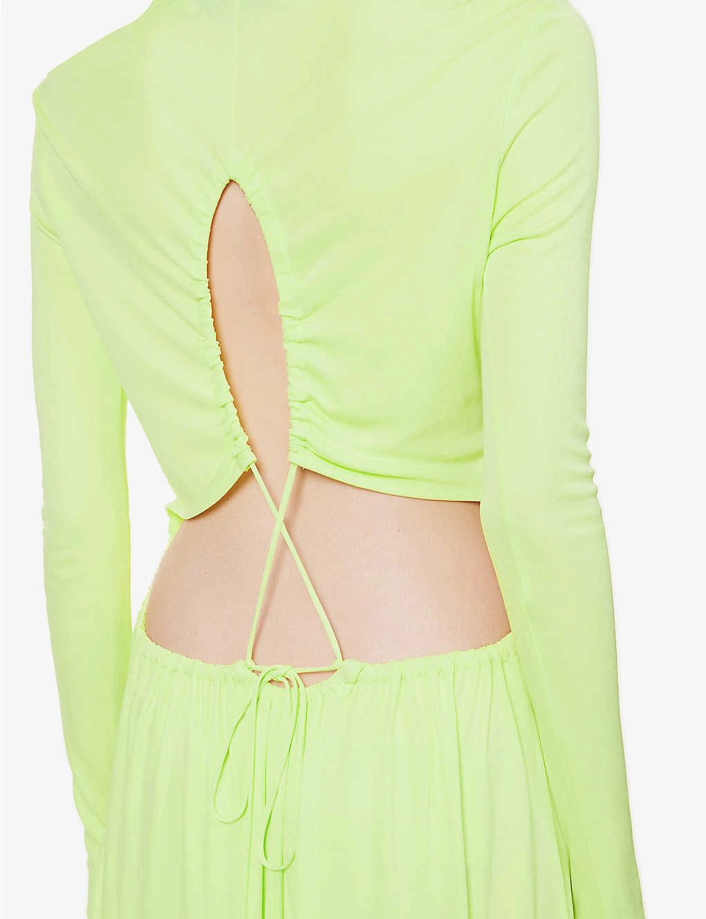 Long-sleeved Tie-back Cotton Maxi Dress 5 Long-sleeved Tie-back Cotton Maxi Dress - Image 5