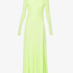 Long-sleeved Tie-back Cotton Maxi Dress