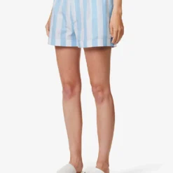 Classic Striped Cotton Shorts 7 Classic Striped Cotton Shorts -Outlet Pique Style Store R04170813 LIGHTBLUE ALT02