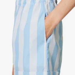 Classic Striped Cotton Shorts 9 Classic Striped Cotton Shorts -Outlet Pique Style Store R04170813 LIGHTBLUE ALT04