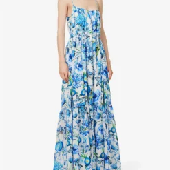 Napoli Floral-pattern Regular-fit Silk-crepe Midi Dress -Outlet Pique Style Store R04171619 ALLOVERREPEATBLUE ALT02