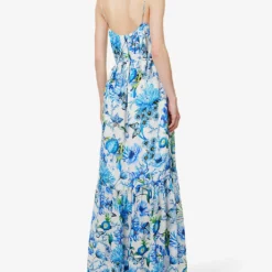 Napoli Floral-pattern Regular-fit Silk-crepe Midi Dress -Outlet Pique Style Store R04171619 ALLOVERREPEATBLUE ALT03
