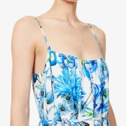 Napoli Floral-pattern Regular-fit Silk-crepe Midi Dress -Outlet Pique Style Store R04171619 ALLOVERREPEATBLUE ALT04