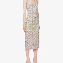 Agave Sequin-embellished Fitted Woven Midi Dress 7 Agave Sequin-embellished Fitted Woven Midi Dress -Outlet Pique Style Store R04171621 BLUESKYLATTICE ALT02
