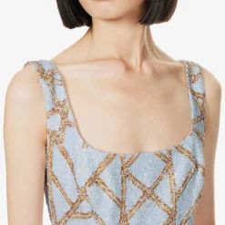 Agave Sequin-embellished Fitted Woven Midi Dress 9 Agave Sequin-embellished Fitted Woven Midi Dress -Outlet Pique Style Store R04171621 BLUESKYLATTICE ALT04