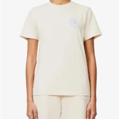 Sporty & Rich X Prince Club Logo-printed Cotton-jersey T-shirt -Outlet Pique Style Store R04173068 CREAMBLUE ALT02