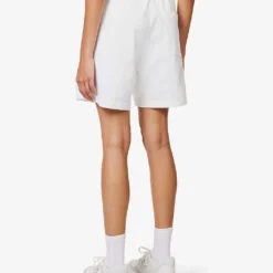 Sporty & Rich X Prince Brand-print Cotton-jersey Shorts -Outlet Pique Style Store R04173076 WHITERED ALT03