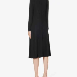 Jil Sander High-neck Flared-skirt Stretch-woven Midi Dress -Outlet Pique Style Store R04173096 1 ALT03