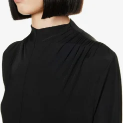 Jil Sander High-neck Flared-skirt Stretch-woven Midi Dress -Outlet Pique Style Store R04173096 1 ALT04