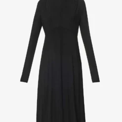 Jil Sander High-neck Flared-skirt Stretch-woven Midi Dress