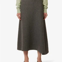 Jil Sander Asymmetric Mid-rise Wool-blend Midi Skirt -Outlet Pique Style Store R04173135 64 ALT02