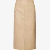 Heather Panel-pattern Regular-fit Leather Skirt