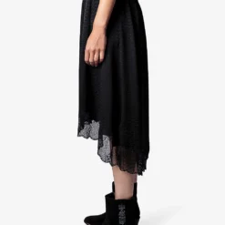 Zadig & Voltaire Christy Lace-trim Silk Camisole Top -Outlet Pique Style Store R04174112 NOIR ALT02