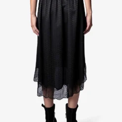 Zadig & Voltaire Christy Lace-trim Silk Camisole Top -Outlet Pique Style Store R04174112 NOIR ALT03