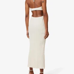 Exclusive Mina Halterneck Organic-cotton Midi Dress -Outlet Pique Style Store R04174176 CREAM ALT03