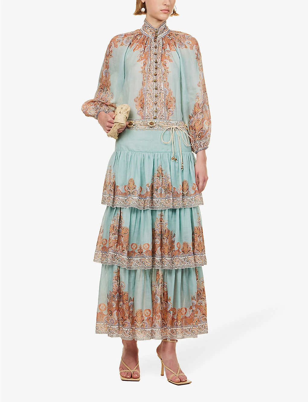Zimmermann Devi Tiered-hem Ramie Midi Skirt 2 Zimmermann Devi Tiered-hem Ramie Midi Skirt - Image 2