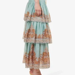 Zimmermann Devi Tiered-hem Ramie Midi Skirt 7 Zimmermann Devi Tiered-hem Ramie Midi Skirt -Outlet Pique Style Store R04174581 MINTPAISLEY ALT02