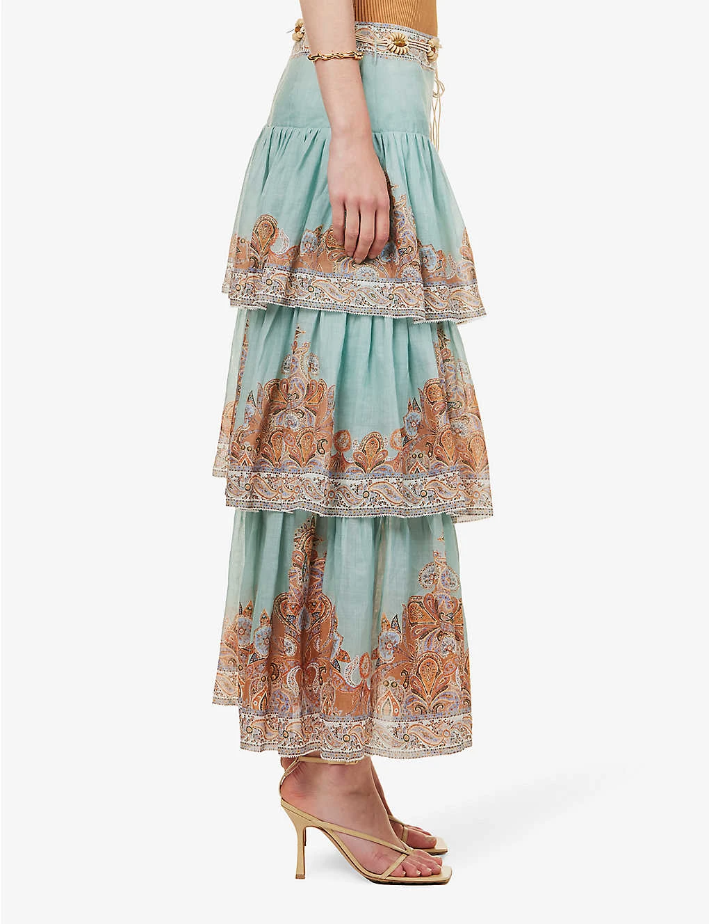 Zimmermann Devi Tiered-hem Ramie Midi Skirt 3 Zimmermann Devi Tiered-hem Ramie Midi Skirt - Image 3