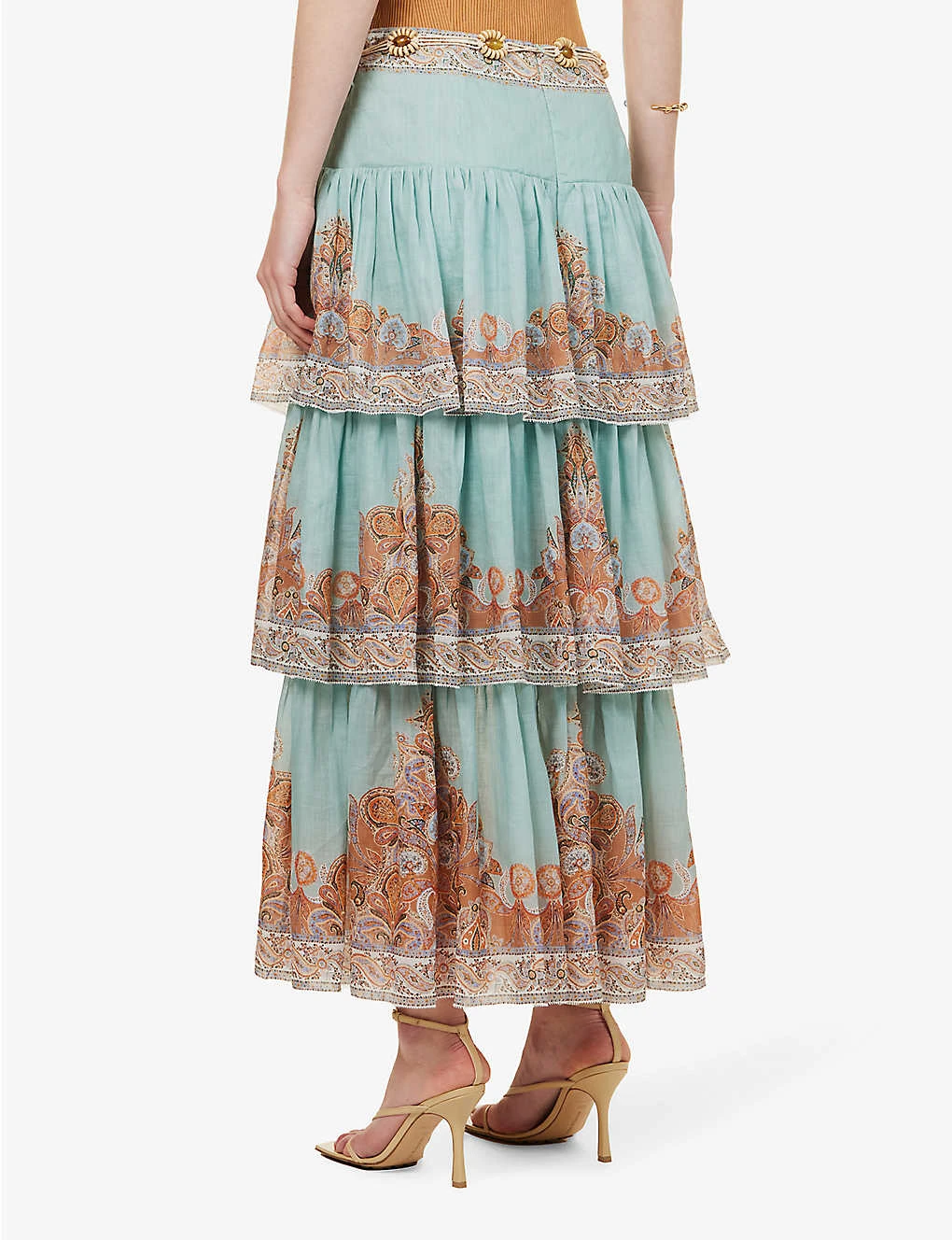 Zimmermann Devi Tiered-hem Ramie Midi Skirt 4 Zimmermann Devi Tiered-hem Ramie Midi Skirt - Image 4