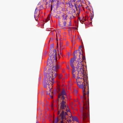 Zimmermann Raie High-neck Puff-sleeve Ramie Maxi Dress