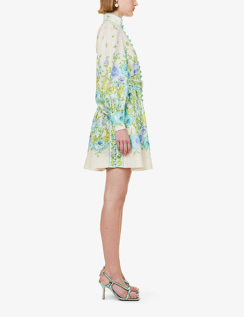 Zimmermann Raie High-neck Linen Mini Dress 3 Zimmermann Raie High-neck Linen Mini Dress - Image 3