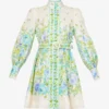 Zimmermann Raie High-neck Linen Mini Dress