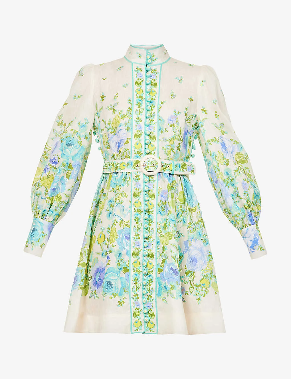 Zimmermann Raie High-neck Linen Mini Dress 1 Zimmermann Raie High-neck Linen Mini Dress