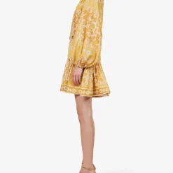 Zimmermann Raie Paisley-print Silk Mini Dress -Outlet Pique Style Store R04174603 GOLDDAMASK ALT02