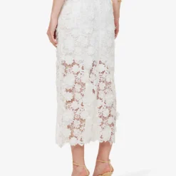 Zimmermann Raie Beaded-belt Floral-lace Midi Skirt -Outlet Pique Style Store R04174606 IVORY ALT03