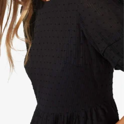 Dobby Tiered Cotton Midi Dress -Outlet Pique Style Store R04174686 BLACK ALT03