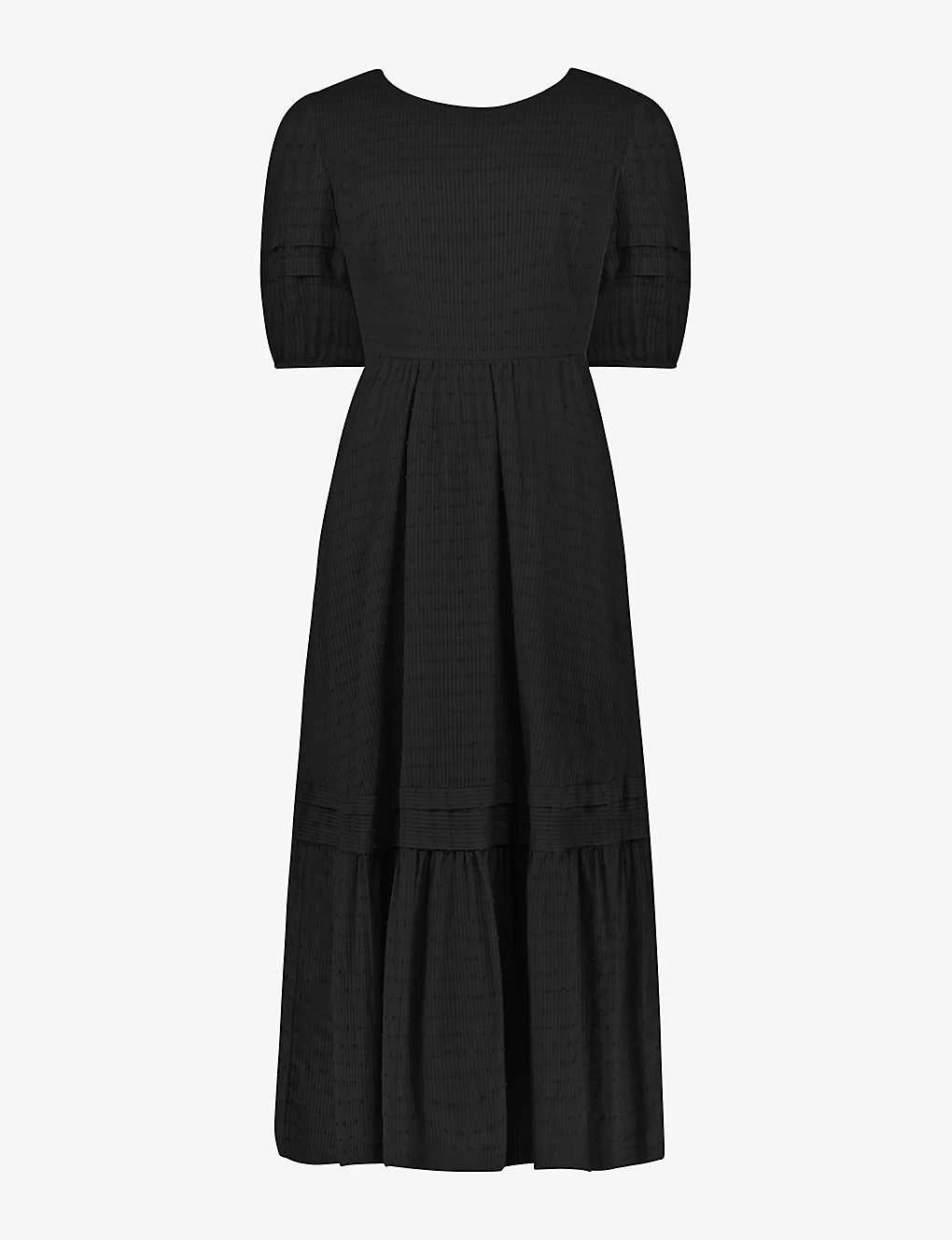 Dobby Tiered Cotton Midi Dress