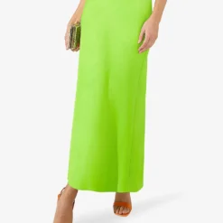 Bias Satin Midi Skirt -Outlet Pique Style Store R04174692 LIMEGREEN ALT02