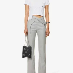 Deconstructed Asymmetric-hem Stretch-cotton Top -Outlet Pique Style Store R04174798 WHITE ALT01